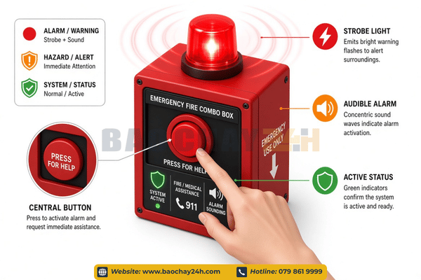 Cấu Tạo Chi Tiết Của Hộp Tổ Hợp B&aacute;o Ch&aacute;y Khẩn Cấp